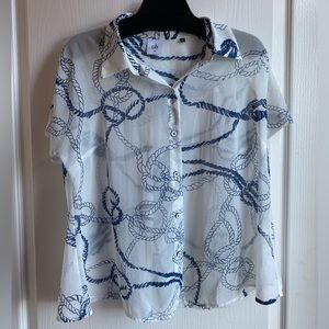 CAbi sheer, rope design button down shirt